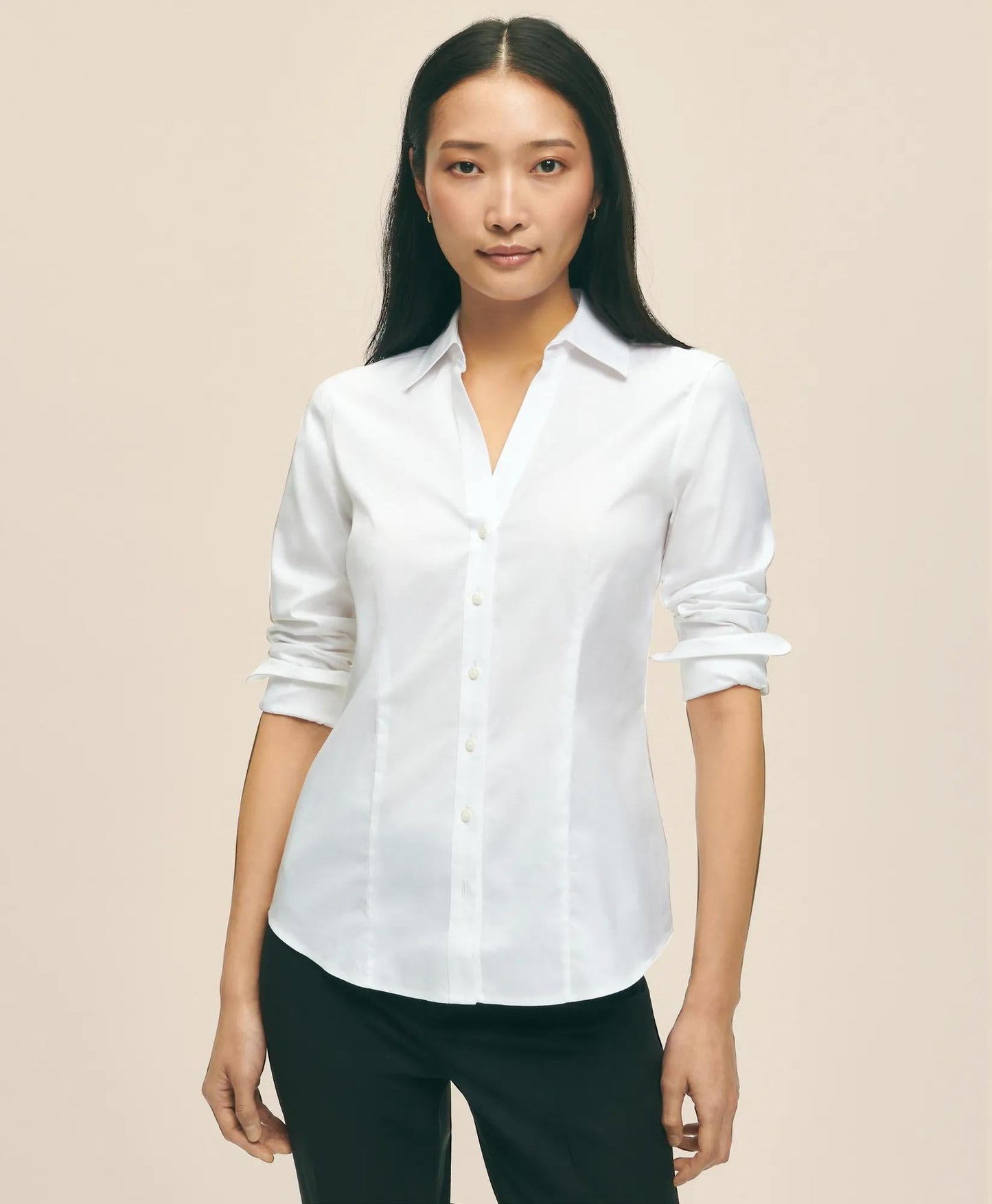 Fitted Non-Iron Stretch Supima® Cotton Dress Shirt | Brooks Brothers sale