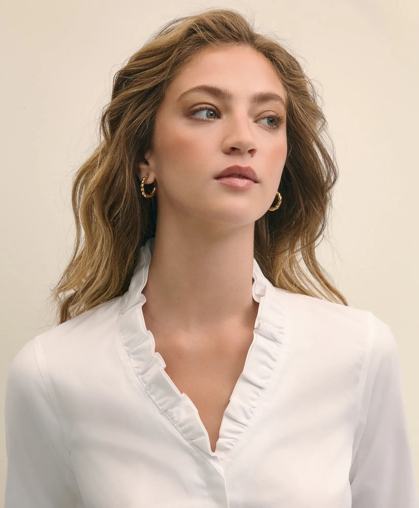 Fitted Non-Iron Stretch Supima® Cotton Ruffle Dress Shirt | Brooks Brothers online