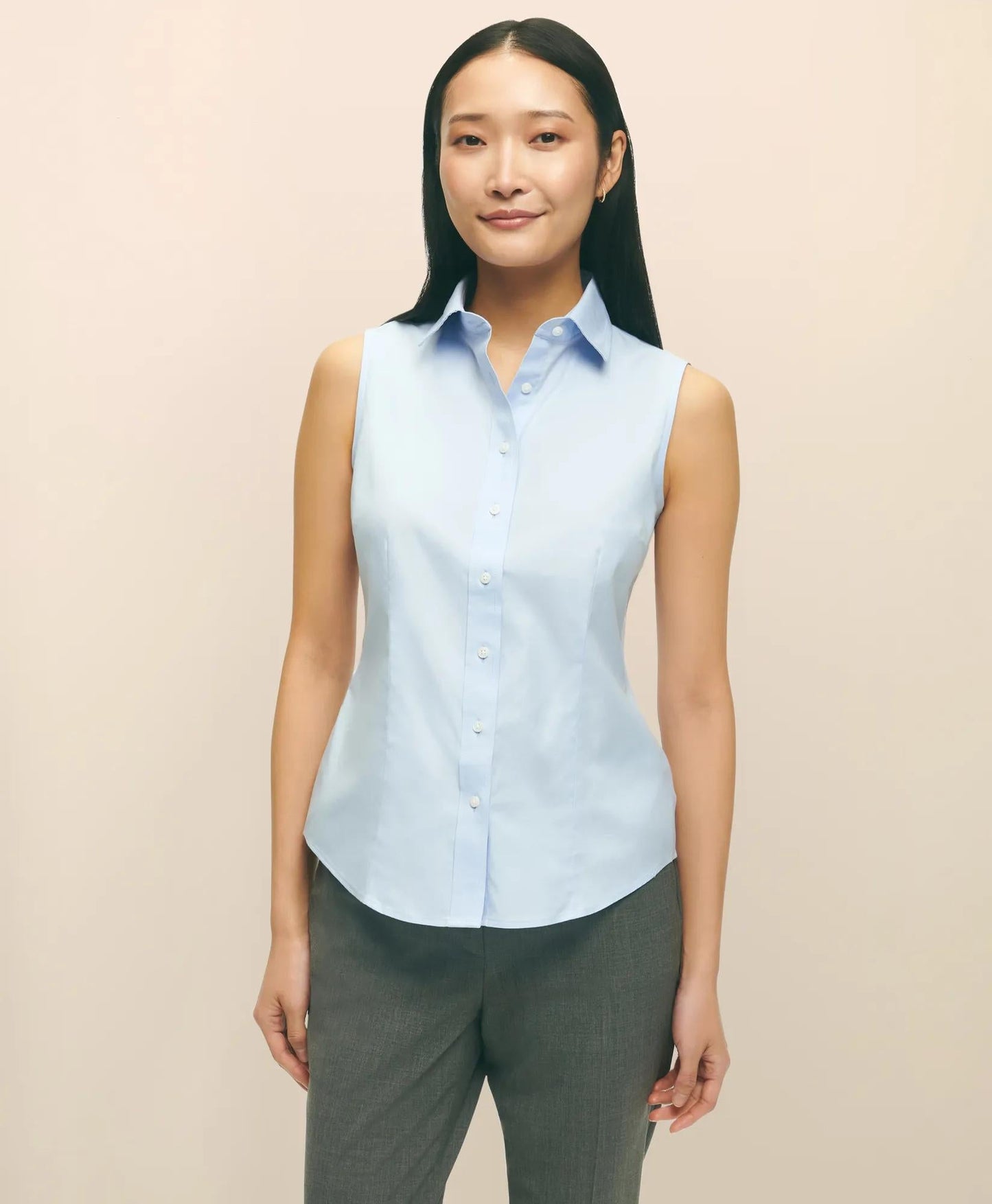Fitted Non-Iron Stretch Supima® Cotton Sleeveless Dress Shirt | Brooks Brothers online shop