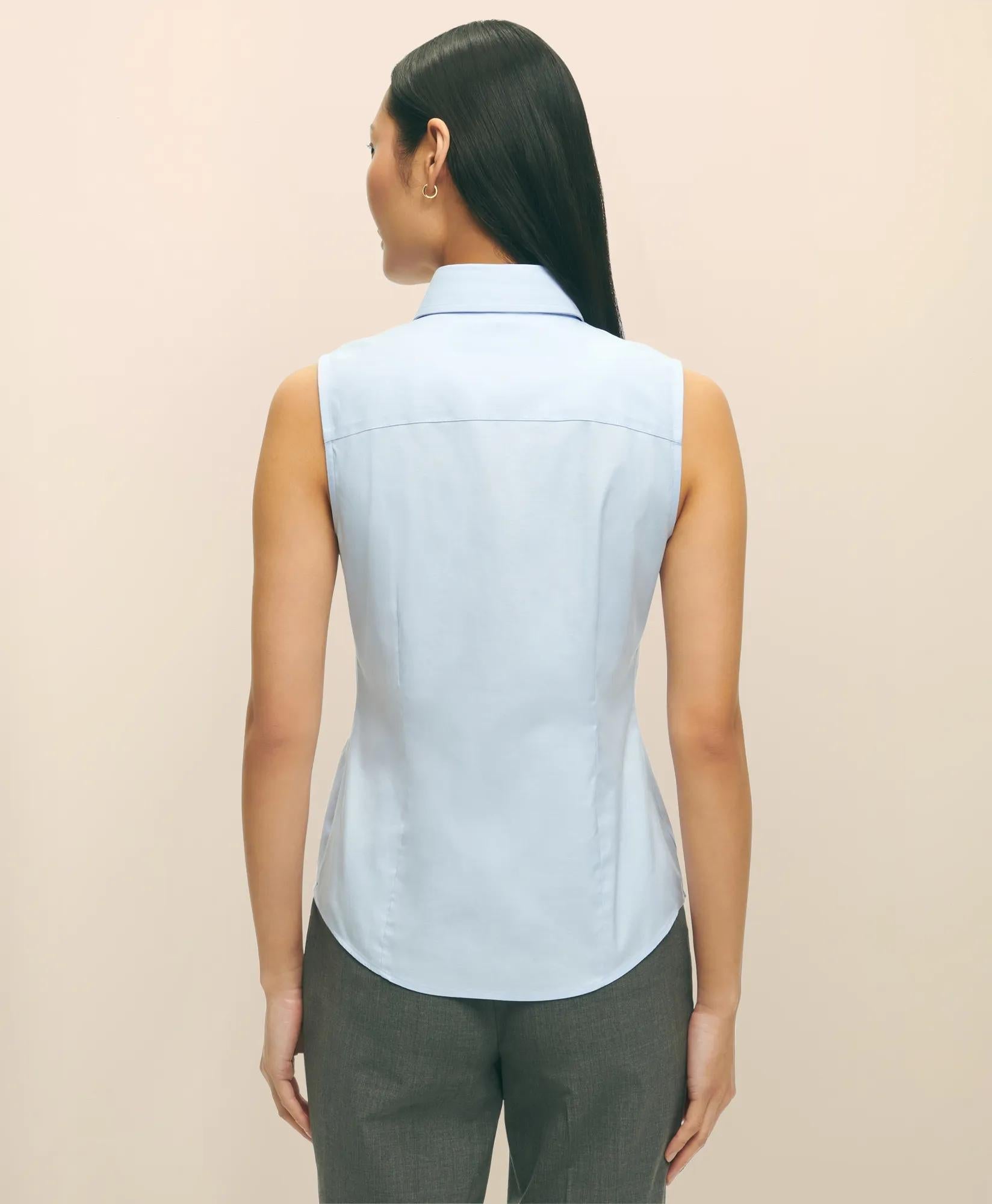 Fitted Non-Iron Stretch Supima® Cotton Sleeveless Dress Shirt | Brooks Brothers online shop