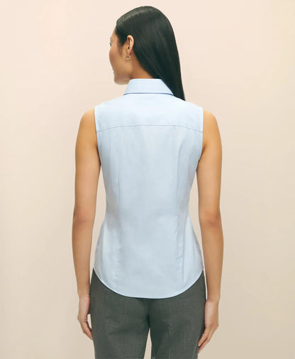 Fitted Non-Iron Stretch Supima® Cotton Sleeveless Dress Shirt | Brooks Brothers online shop