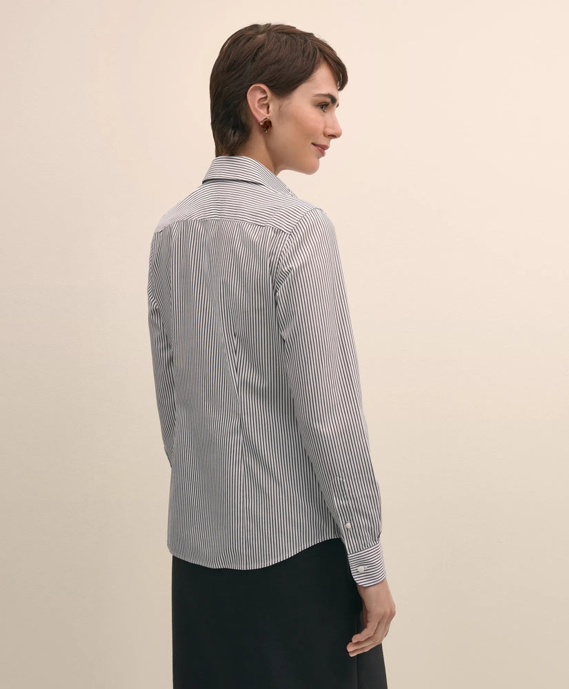 Fitted Non-Iron Stretch Supima® Cotton Striped Dress Shirt | Brooks Brothers on sale