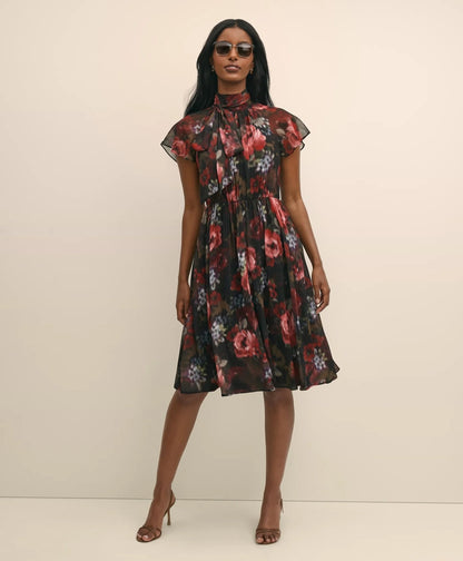 Flutter-Sleeve Halter Dress | Brooks Brothers cheap