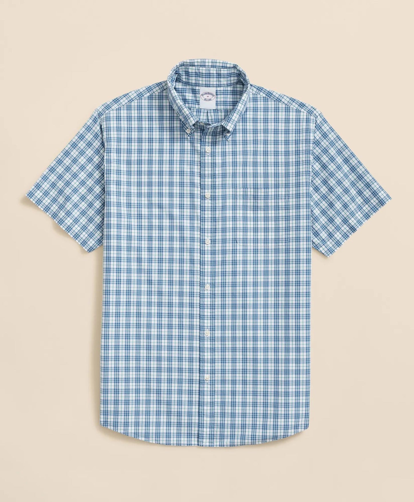 Friday Shirt, Poplin Short-Sleeve Grid Checks | Brooks Brothers online shop