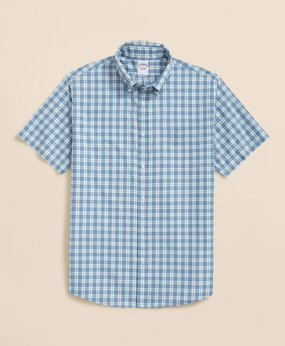Friday Shirt, Poplin Short-Sleeve Grid Checks | Brooks Brothers online shop