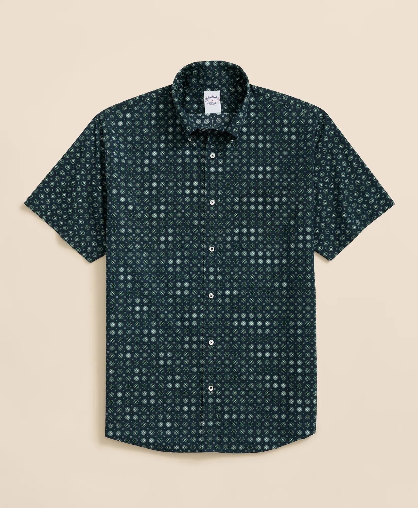 Friday Shirt, Poplin Short-Sleeve Medallion Print | Brooks Brothers discount