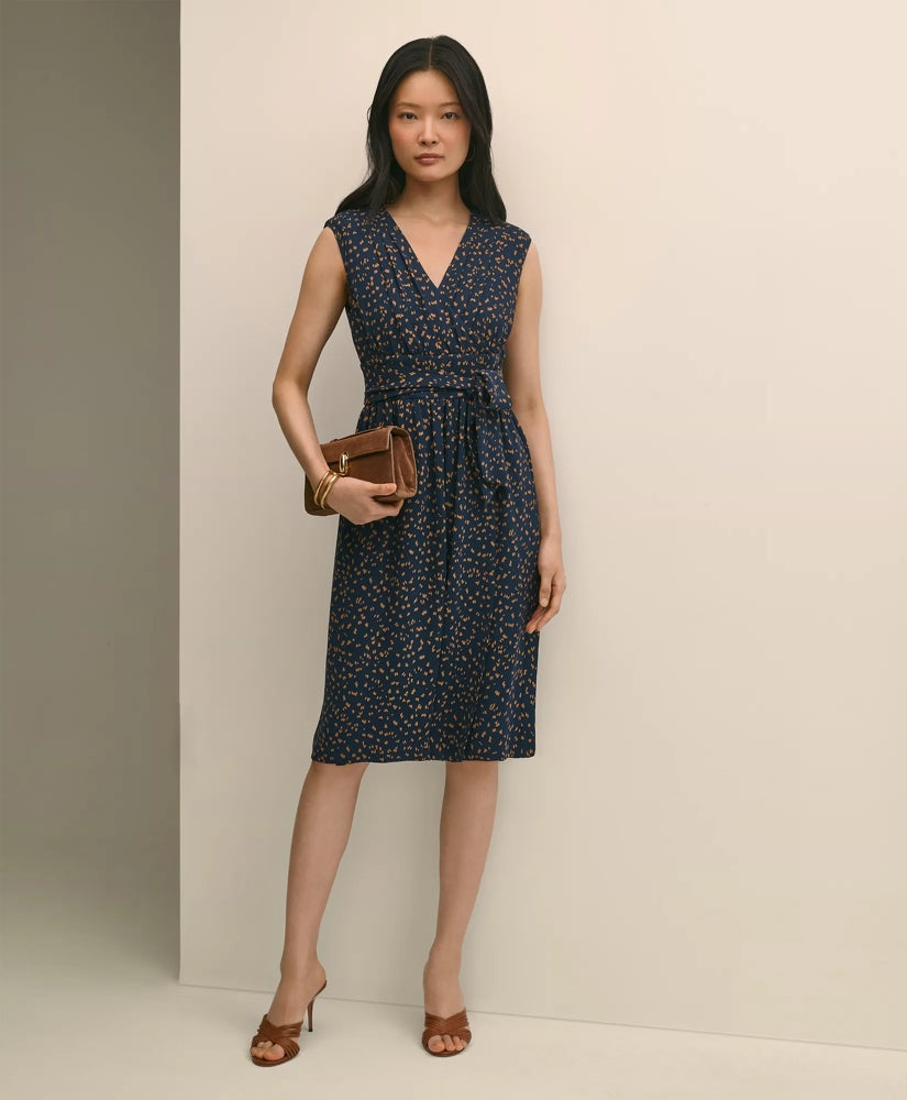 Georgette Crepe Abstract Print Faux-Wrap Dress | Brooks Brothers online