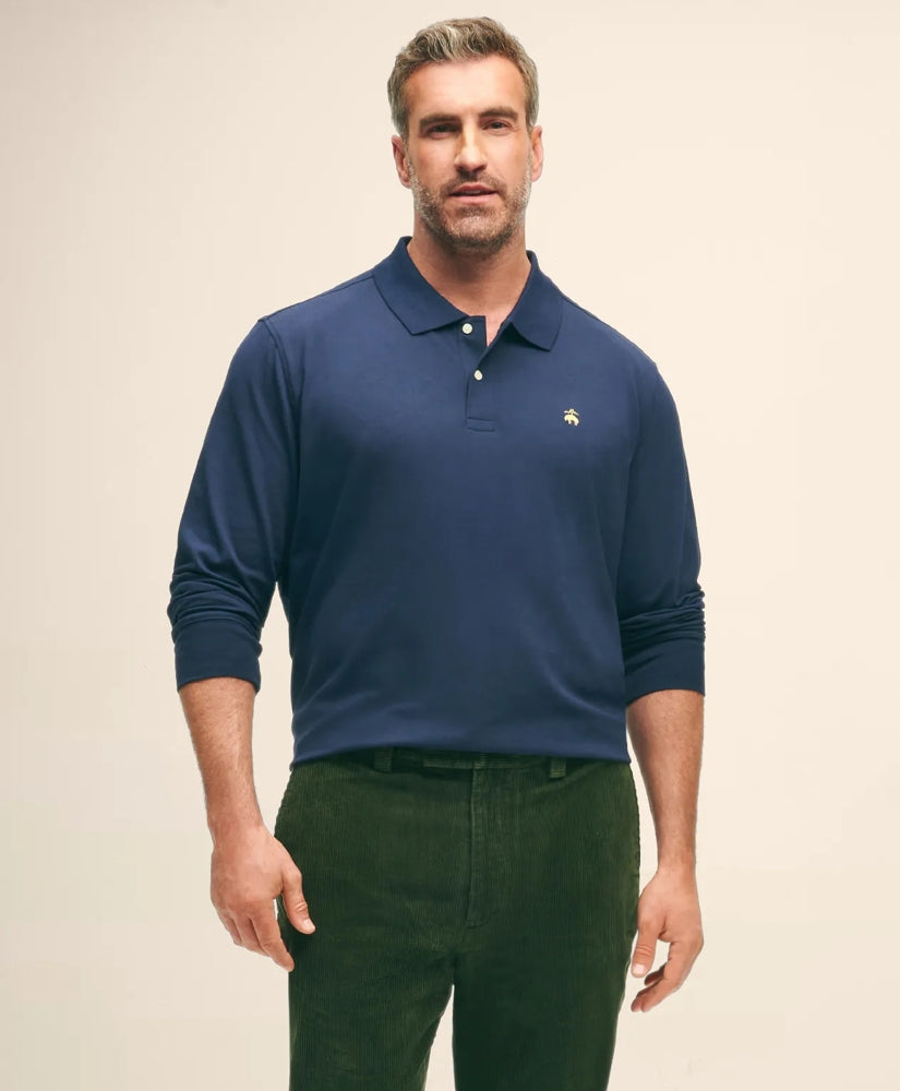 Golden Fleece® Big & Tall Stretch Supima® Long-Sleeve Polo Shirt | Brooks Brothers online shop - US 7122