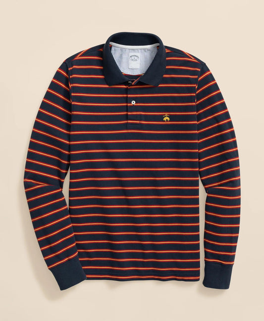 Golden Fleece® Stretch Supima® Long-Sleeve Striped Polo Shirt | Brooks Brothers online