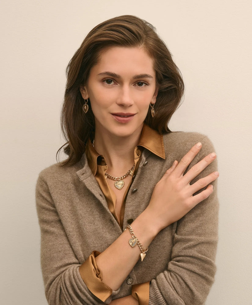 Gold-Toned Heart Charm Bracelet | Brooks Brothers on sale