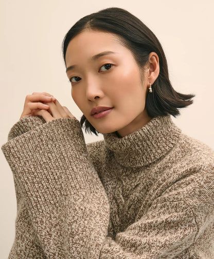 Gold-Toned Hoop Earrings with Drop Faux Pearls | Brooks Brothers discount