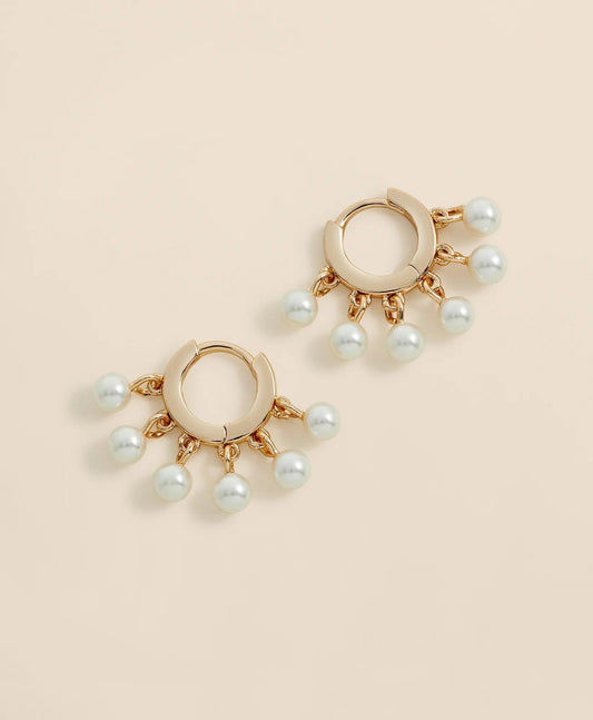 Gold-Toned Hoop Earrings with Drop Faux Pearls | Brooks Brothers discount