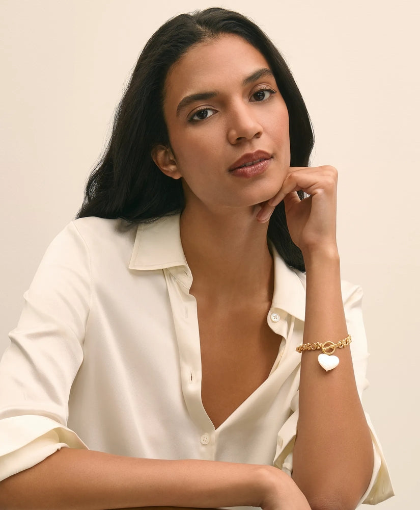 Gold-Toned Mother-of-Pearl Heart Bracelet | Brooks Brothers discount
