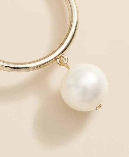 Gold-Tone Faux-Pearl Drop Hoop Earrings | Brooks Brothers on sale