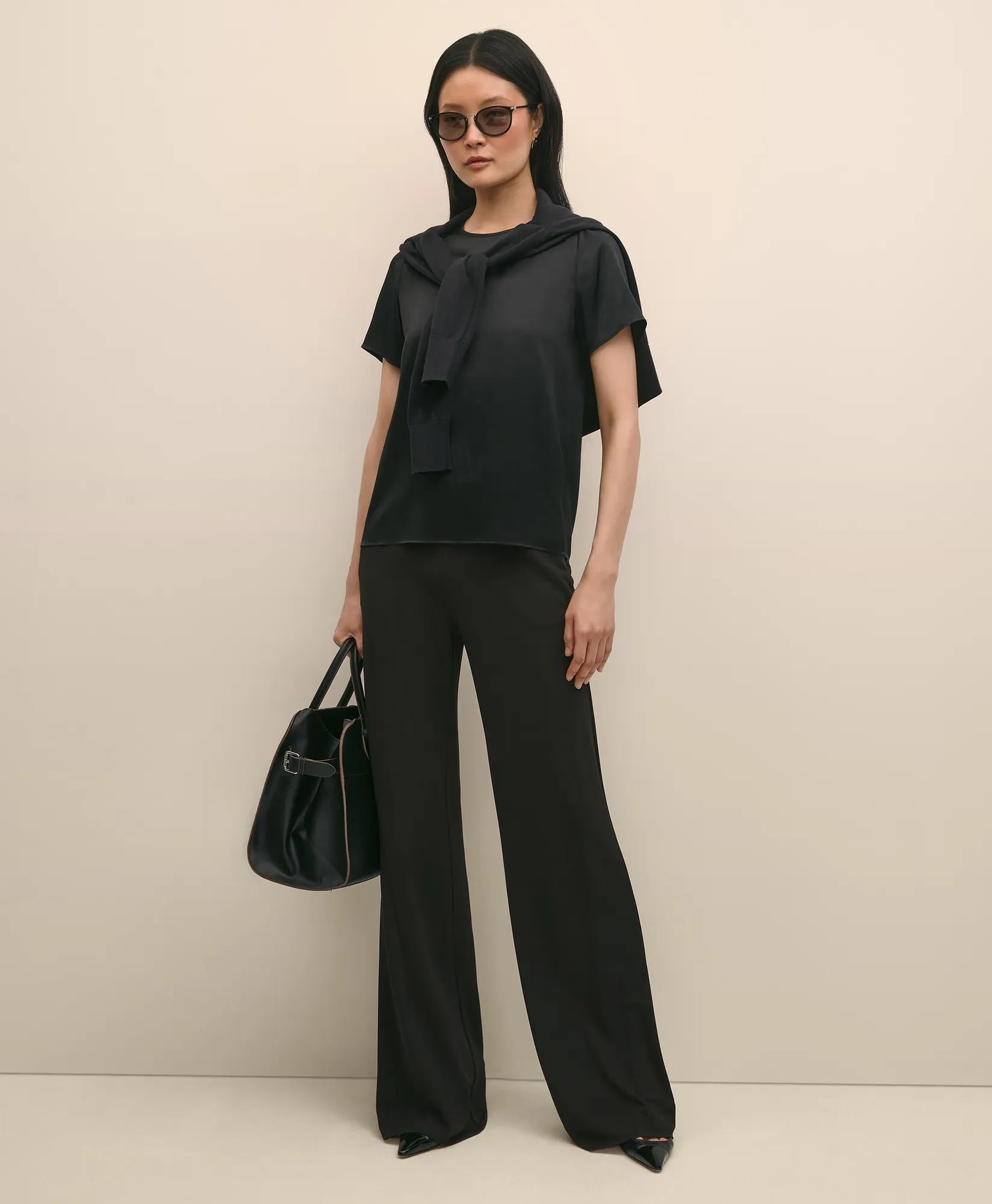 High-Waisted, Elastic Back Matte Jersey Pants | Brooks Brothers cheap