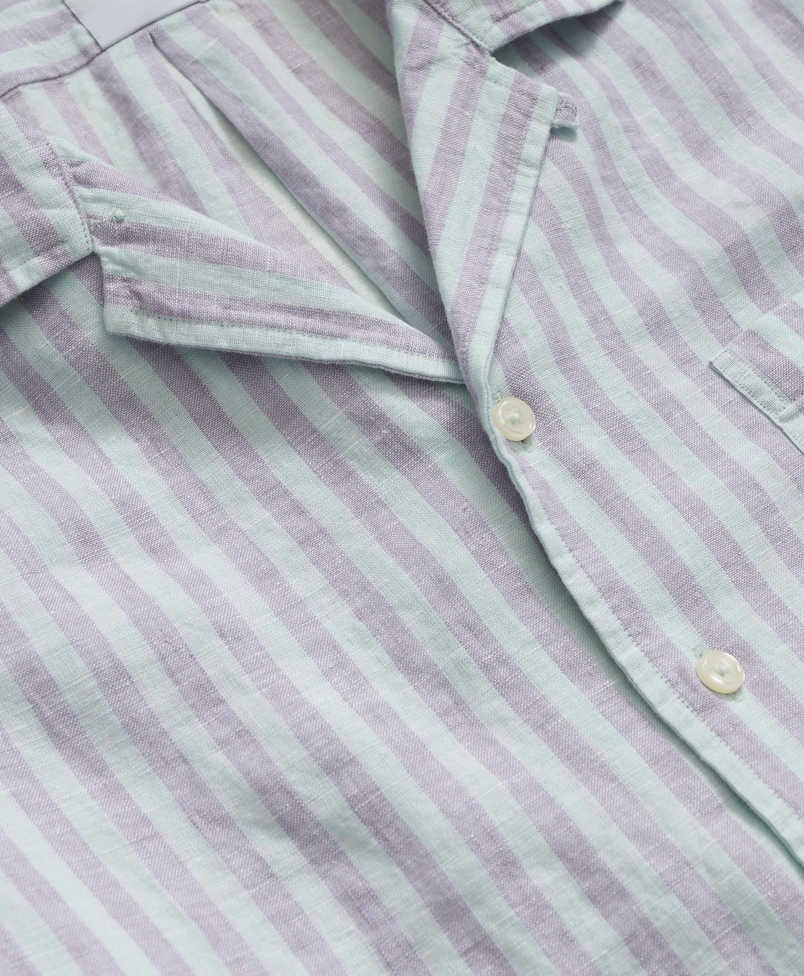 Irish Linen Camp Collar, Striped Short-Sleeve Shirt | Brooks Brothers sale