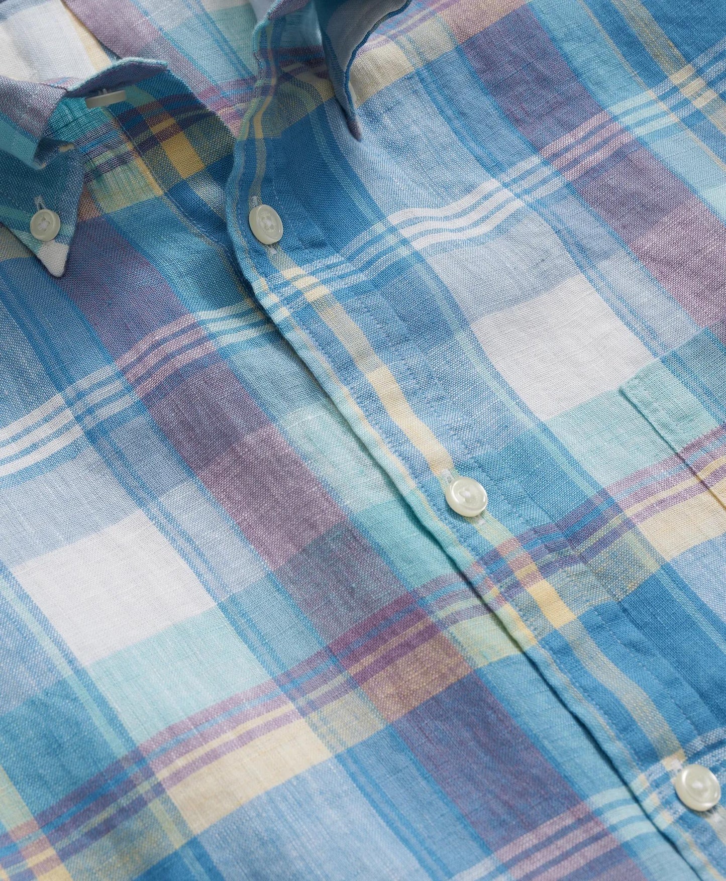 Irish Linen Polo Button Down Collar, Checked Short-Sleeve Shirt | Brooks Brothers discount