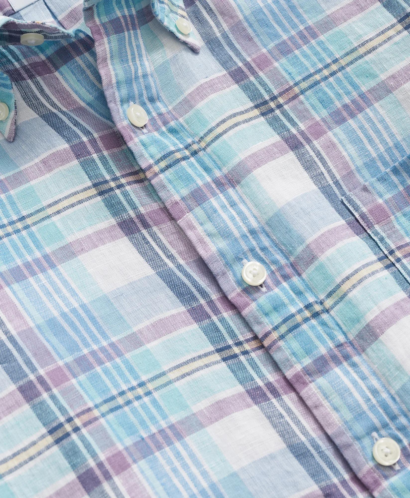 Irish Linen Polo Button Down Collar, Plaid Shirt | Brooks Brothers sale