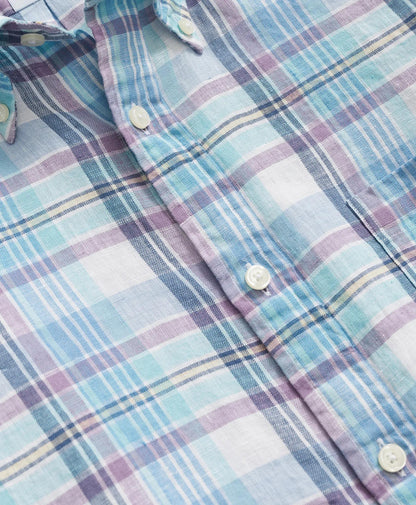Irish Linen Polo Button Down Collar, Plaid Shirt | Brooks Brothers sale