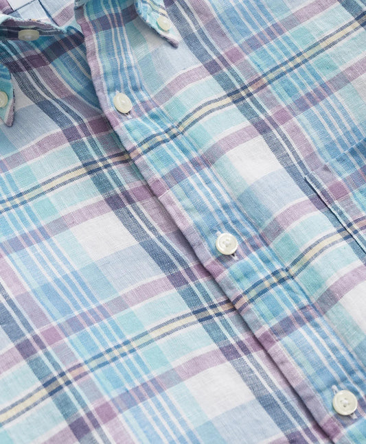 Irish Linen Polo Button Down Collar, Plaid Shirt | Brooks Brothers sale