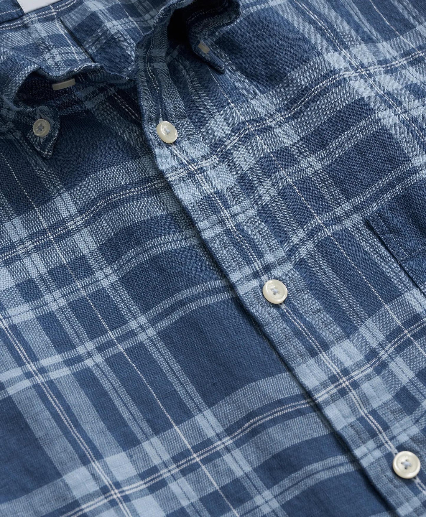 Irish Linen Polo Button Down Collar, Plaid Short-Sleeve Shirt | Brooks Brothers online shop