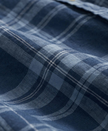 Irish Linen Polo Button Down Collar, Plaid Short-Sleeve Shirt | Brooks Brothers online shop