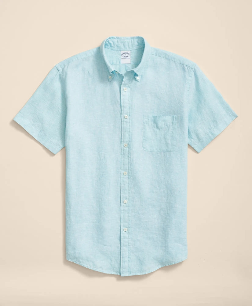 Irish Linen Short-Sleeve Sport Shirt | Brooks Brothers online shop - US 4989