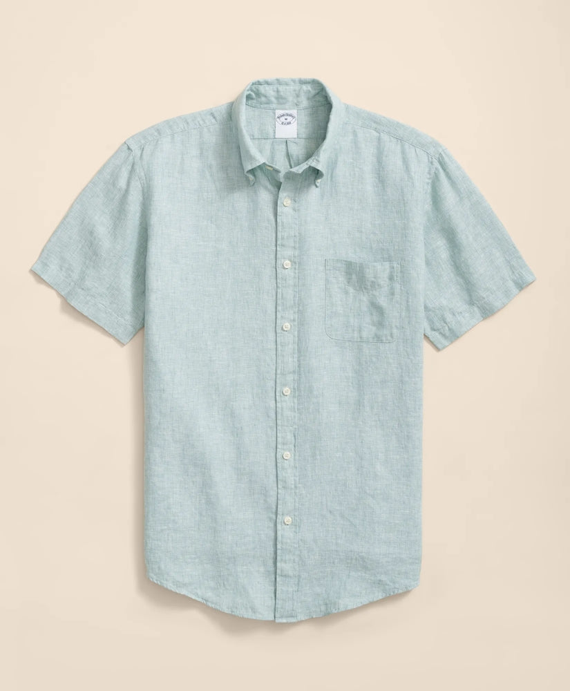 Irish Linen Short-Sleeve Sport Shirt | Brooks Brothers online shop - US 4989