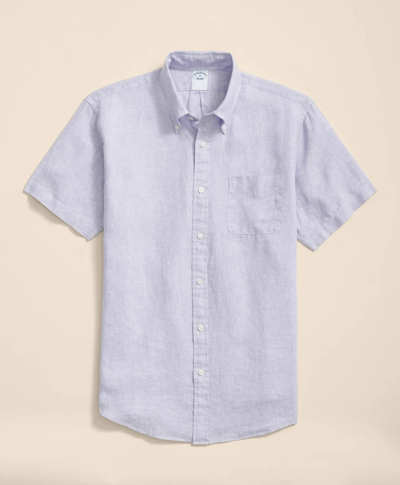 Irish Linen Short-Sleeve Sport Shirt | Brooks Brothers online shop - US 4989