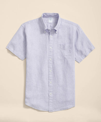 Irish Linen Short-Sleeve Sport Shirt | Brooks Brothers online shop - US 4989