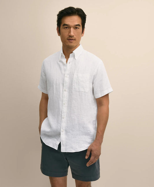 Irish Linen Short-Sleeve Sport Shirt | Brooks Brothers online shop