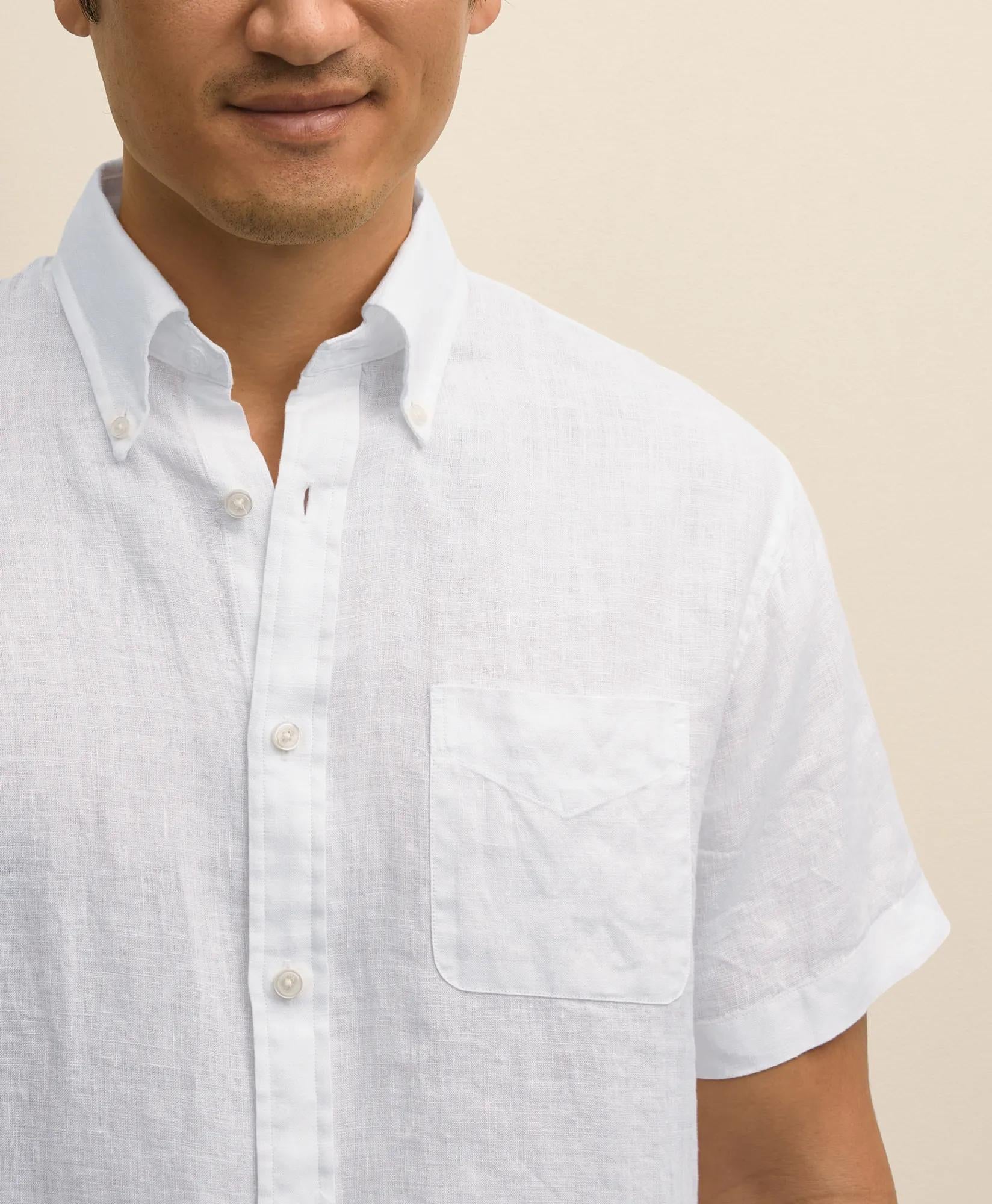 Irish Linen Short-Sleeve Sport Shirt | Brooks Brothers online shop