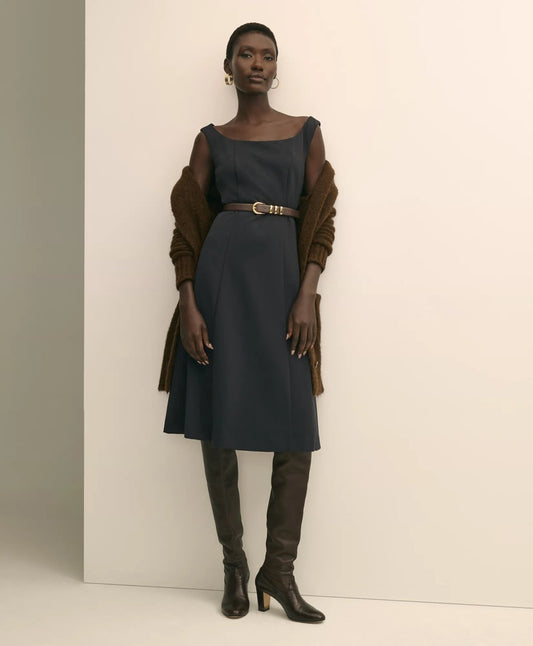 Jersey Scoop Fit-and-Flare Dress | Brooks Brothers cheap