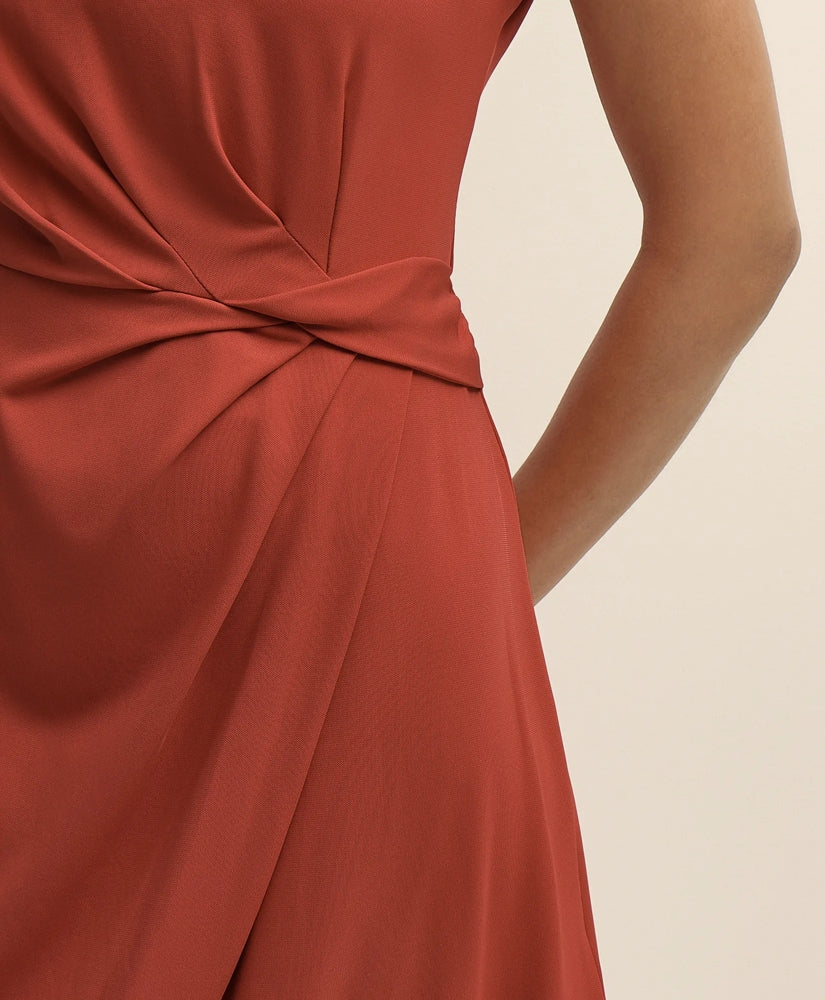 Jersey Cap-Sleeve Twisted-Detail Dress | Brooks Brothers online shop