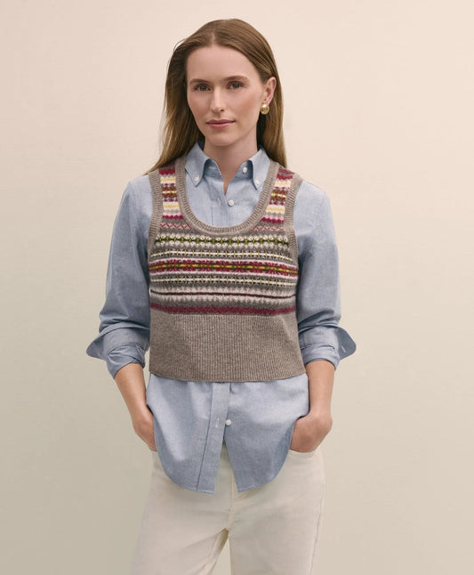 Lambswool Fair Isle Sweater Vest | Brooks Brothers online shop