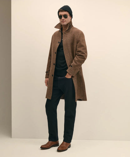 Lambswool Tattersall Balmacaan Coat | Brooks Brothers on sale