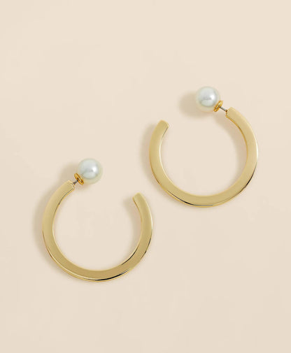 Large Hoop Earrings with Faux-Pearl Back Closure | Brooks Brothers sale