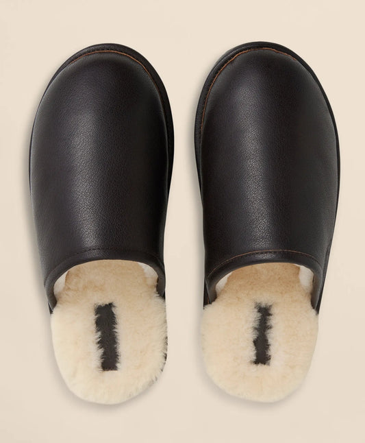 Leather Shearling Slippers | Brooks Brothers online