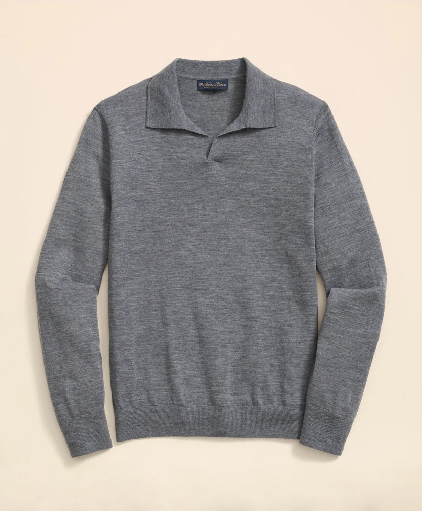 Lightweight Luxe All-Season Sweater, Johnny Collar | Brooks Brothers online - US 3647
