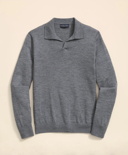 Lightweight Luxe All-Season Sweater, Johnny Collar | Brooks Brothers online - US 3647