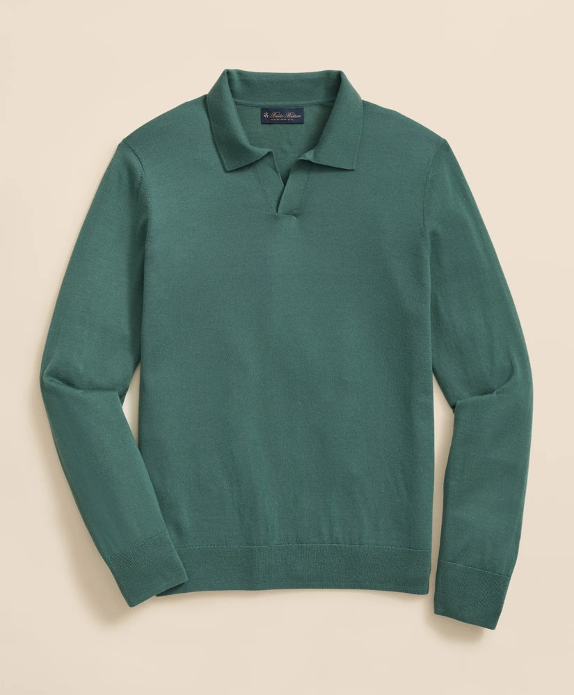 Lightweight Luxe All-Season Sweater, Johnny Collar | Brooks Brothers online - US 3647