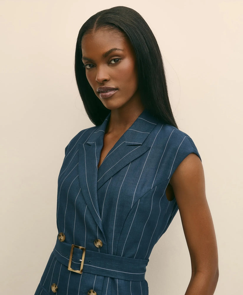 Lyocell-Blend Pinstripe Trench Dress | Brooks Brothers online
