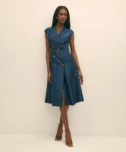 Lyocell-Blend Pinstripe Trench Dress | Brooks Brothers online