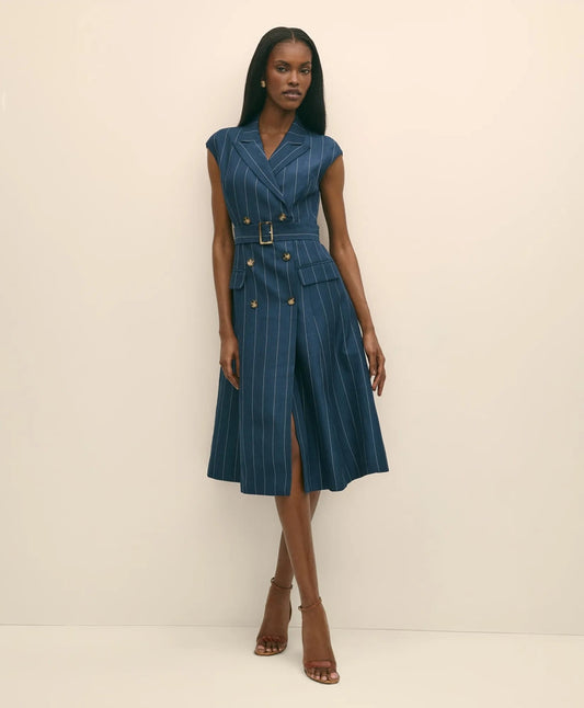 Lyocell-Blend Pinstripe Trench Dress | Brooks Brothers online