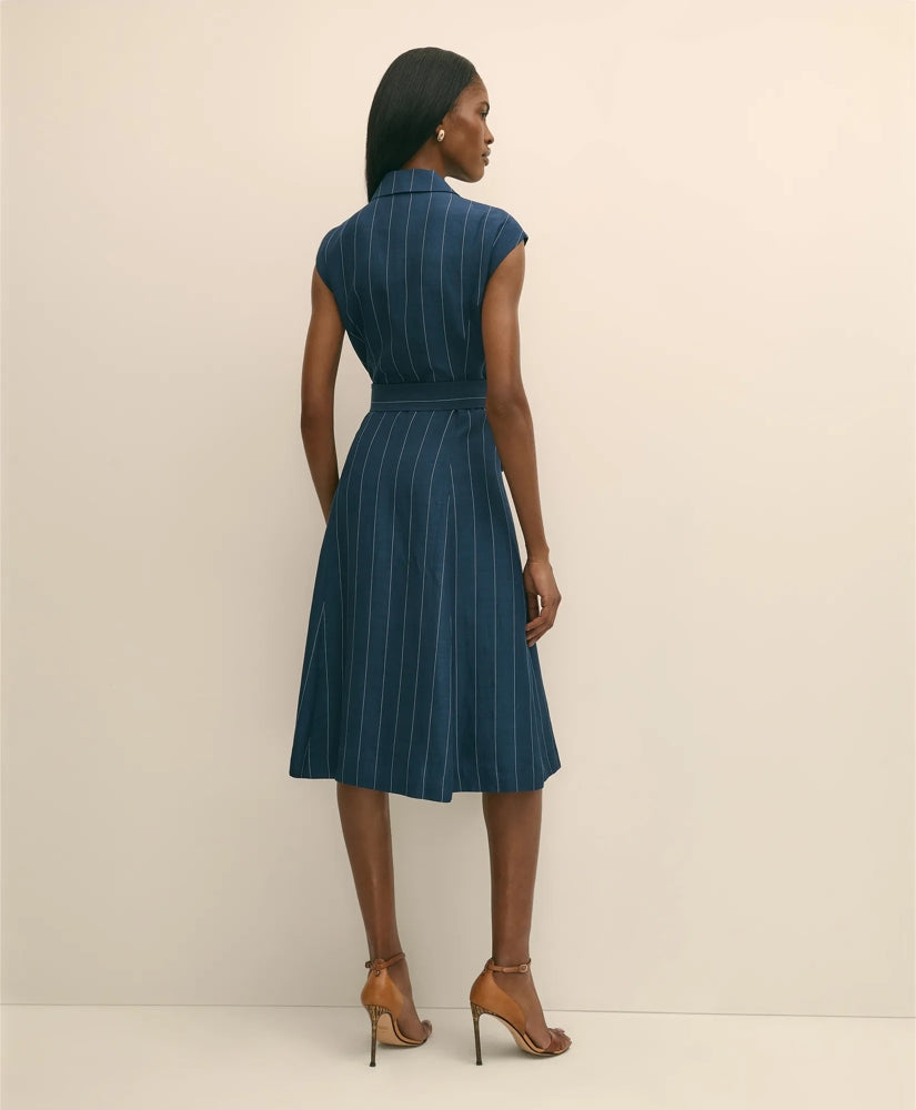Lyocell-Blend Pinstripe Trench Dress | Brooks Brothers online
