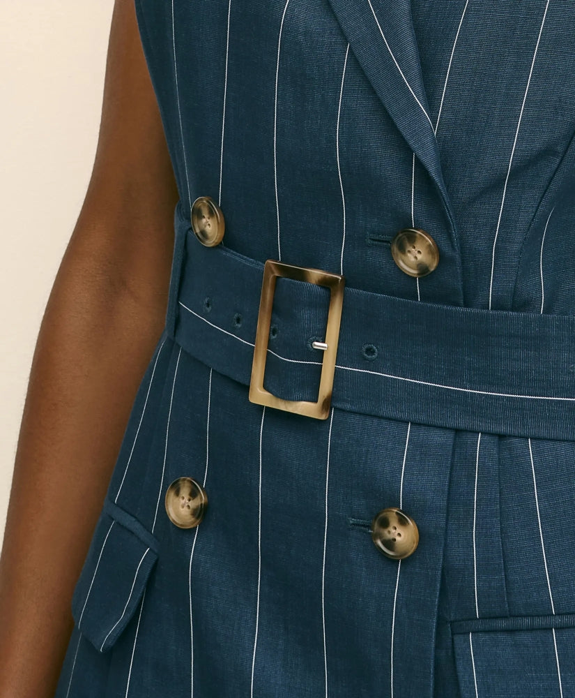 Lyocell-Blend Pinstripe Trench Dress | Brooks Brothers online