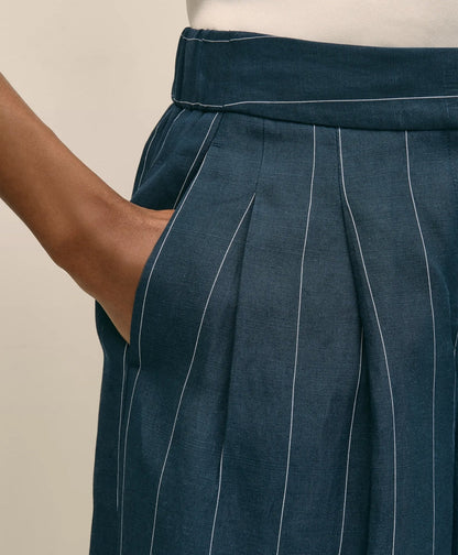 Lyocell-Blend Stripe Wide-Leg Culottes | Brooks Brothers online