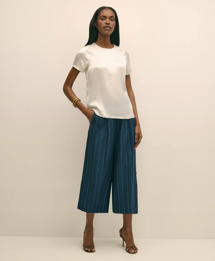 Lyocell-Blend Stripe Wide-Leg Culottes | Brooks Brothers online