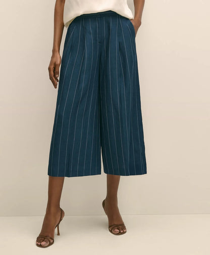 Lyocell-Blend Stripe Wide-Leg Culottes | Brooks Brothers online