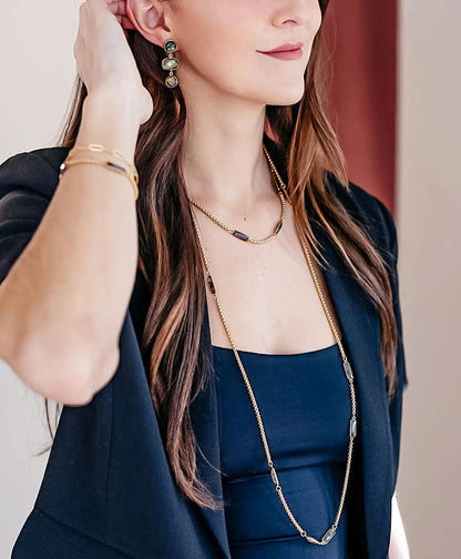 Loni Paul Labradorite Marquis Earrings in Sterling Silver & Plated Gold | Brooks Brothers online shop
